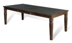 Mahogany Wood Homestead Planked Extension Dining Table in Tobacco Leaf Finish