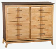 Alder & Walnut Wood Addison 50" Wide 8 Drawer Dresser in Duet Finish