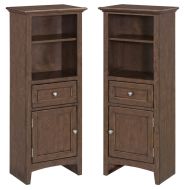 Alder Wood McKenzie Set of Nightstand Bookcase Piers in Java Finish