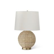 24" Rattan Woven Lamp W/Cream Shade
