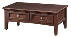 Alder Wood McKenzie Lift Top Coffee Table on Castors in Cafe Finish