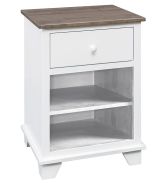 Solid Alder Wood Portland 1 Drawer Nightstand in Driftwood & Snow White Finish
