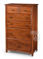 Solid Alder Wood Shaker 6 Drawer Chest with Deep Blanket Drawers in Antique Cherry Finish