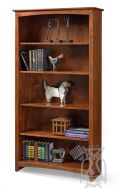 Solid Alder Wood Shaker Bookcase 36" x 72" in Antique Cherry Finish