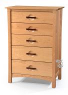 Berkeley Cherry Wood 5 Drawer Chest in Natural Finish