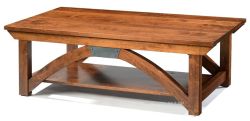 Amish Crafted Solid Character Cherry Wood B&O Railroad Trestle Bridge Rectangular Coffee Table in Bourbon Finish