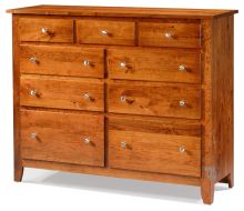 Amish Crafted Solid Character Cherry Wood Shenandoah 9 Drawer Mule Chest Dresser in Michaels Finish