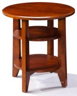 California Made Solid Cherry Wood Mission 25" Round Side Table in Timber Finish