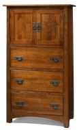 California Made Solid Cherry Wood Sierra Vista Armoire Door Chest in Autumn Glazed Finish