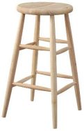 Solid Parawood Wood Round Scoop Seat Barstool 30"h Unfinished