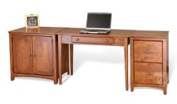 Solid Alder Wood Shaker Three Piece Writing Table Storage Group in Antique Cherry Finish