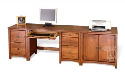 Solid Alder Wood Shaker Three Piece Desk & Storage Group in Antique Cherry Finish