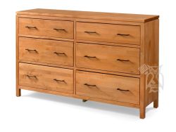 Solid Alder Wood 2 West Collection 6 Drawer Dresser in Honey Finish