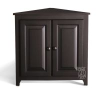 Solid Pine Wood Corner Storage Cabinet Shown in Black