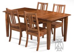 Amish Crafted Solid Maple Wood 66" Long Extension Leg Table & Bradley Side Chair Set in Toffee Finish
