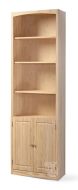 Solid Pine Wood Unfinished Modern Style Bookcase 24" wide x 84" high With Doors