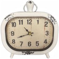 9" White Metal Table Clock