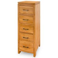 Solid Alder Wood 2 West Collection 5 Drawer Lingerie Chest in Honey Finish