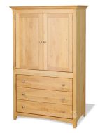 Solid Alder Wood Shaker 2 Door 3 Drawer Wardrobe Armoire in Natural Finish