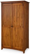 Solid Alder Wood Shaker Wardrobe Armoire with Full Doors in Antique Cherry Finish