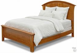 California Made Solid Cherry Wood Queen Crestview Bed in Sunset Finish