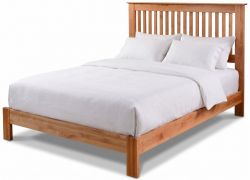 Solid Alder Wood Shaker Full Size Slat Bed with Low Footboard in Natural Finish