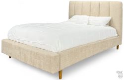 Verttia Upholstered Queen Bed with Footboard Storage Drawer in Parker Seashell Fabric