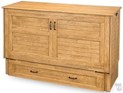 Parawood Poppy Queen Size Cabinet Style Murphy Bed & Mattress in Brushed Harvest Finish