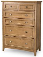 Alder Wood McKenzie 6 Drawer Chest in Pecan Finish