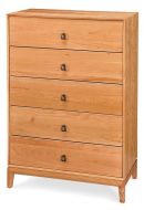 Solid Cherry Wood Mansfield Five Drawer Chest in Natural Finish