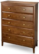 Solid Alder Wood Virginia 5 Drawer Chest in Americano Finish