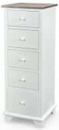Solid Alder Wood Portland 5 Drawer Lingerie Chest in Driftwood & White Finish
