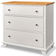 Solid Alder Wood Portland 3 Drawer Chest in Natural & White Finish