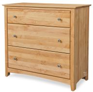 Solid Alder Wood Shaker 3 Drawer Chest with Deep Blanket Drawers in Natural Finish