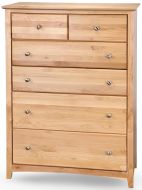 Solid Alder Wood Shaker 6 Drawer Split Top Chest in Natural Finish