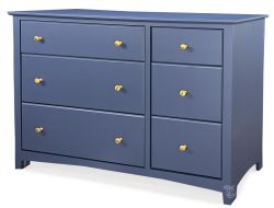 Solid Alder Wood Shaker 6 Drawer Combo Dresser in Navy Blue