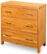 Solid Alder Wood 2 West Collection 3 Drawer Chest in Honey Finish