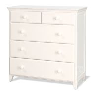 Pine Wood Five Drawer Chest in White