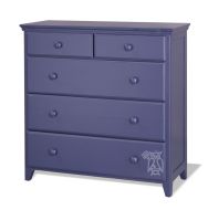 Pine Wood Five Drawer Chest in Blue