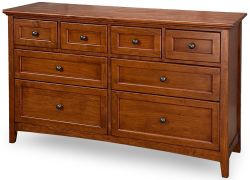 Alder Wood McKenzie Eight Drawer Dresser in Glazed Antique Cherry Finish