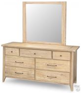 Solid Mindi Wood Aria Dresser & Mirror Set in Washed Finish
