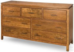 Amish Crafted Solid Cherry Wood Maverick 7 Drawer Dresser in Sealy Finish