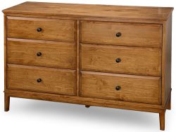 Solid Alder Wood Virginia 60" Low 6 Drawer Dresser in Mocha Finish