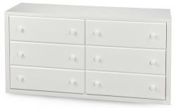 Solid Wood Framed Six Drawer Dresser in White Finish