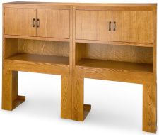 California Made Oak Wood King Or Two Twin Bookcase Headboard Set In Medium Finish