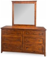 Solid Alder Wood Emerson 6 Drawer Dresser & Mirror Set in Vintage Cherry Finish