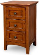 Alder Wood McKenzie 3 Drawer Narrow Nightstand in Glazed Antique Cherry Finish