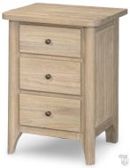 Solid Mindi Wood Aria Small 3 Drawer Nightstand in Washed Finish