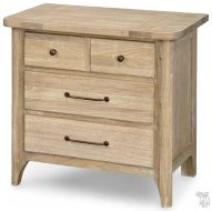 Solid Mindi Wood Aria Large 3 Drawer Nightstand in Washed Finish