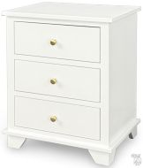 Solid Alder Wood Portland 3 Drawer Nightstand in Snow White Finish